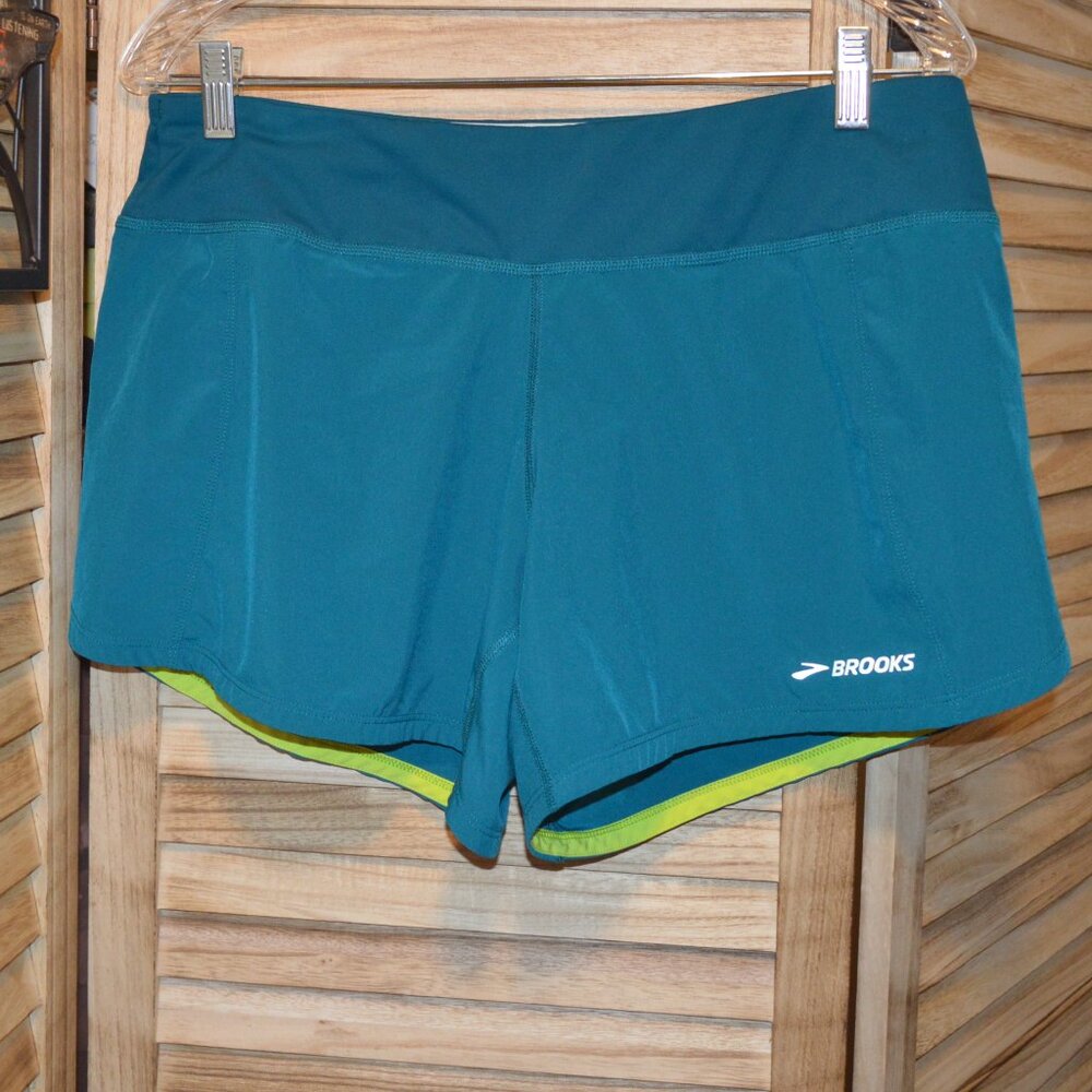Brooks L Teal Running Shorts w/Attached Panty Liner